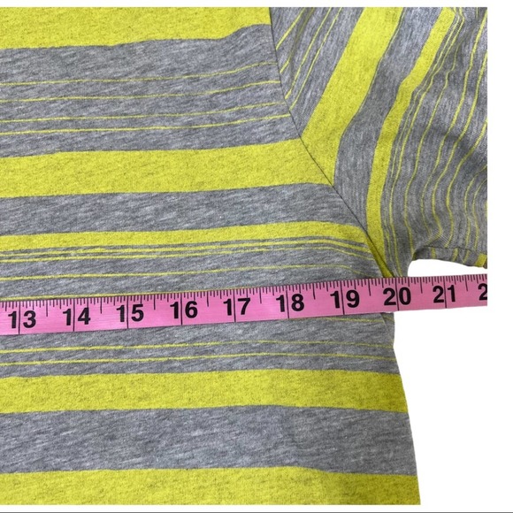 Apt 9 Neon Yellow & Grey Striped V-Neck T-Shirt M - Picture 7 of 8